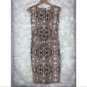 Calvin Klein Animal Snake Print Runched Dress